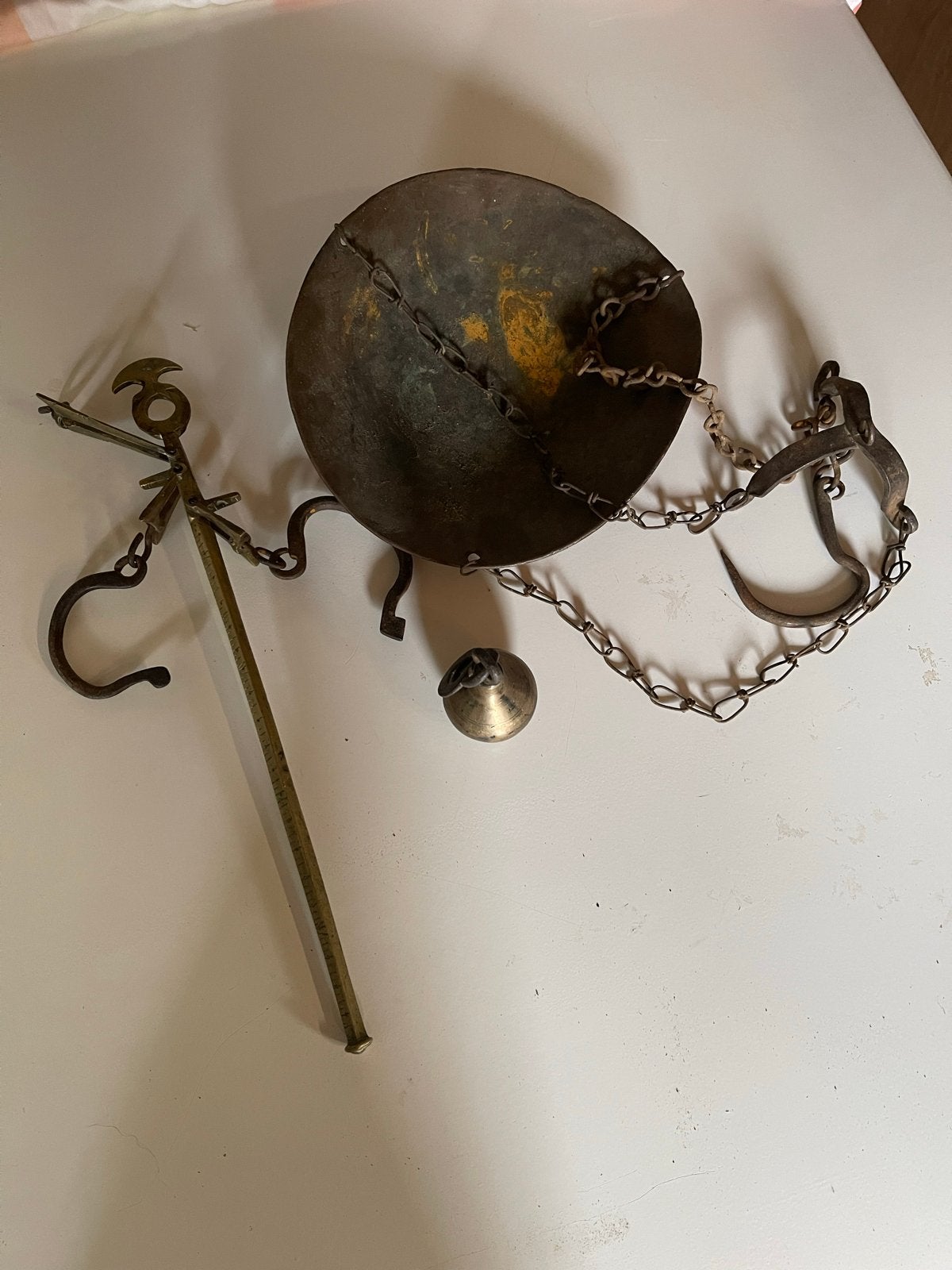 Antiek Koperen Balansweegschaal met Toebehoren - Nostalgisch, Ophalen of Verzenden, Koper