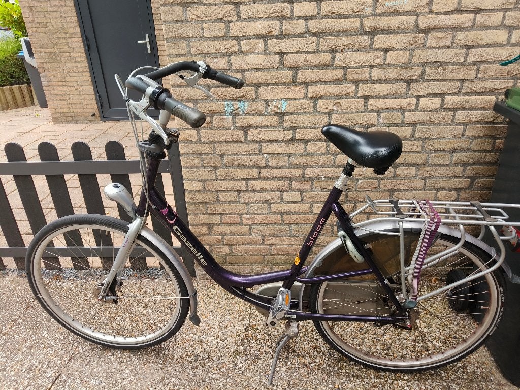 Gazelle bloom paars 61 cm, Fietsen en Brommers, Fietsen | Dames | Moederfietsen, Ophalen, Gebruikt, Versnellingen, 56 cm of meer