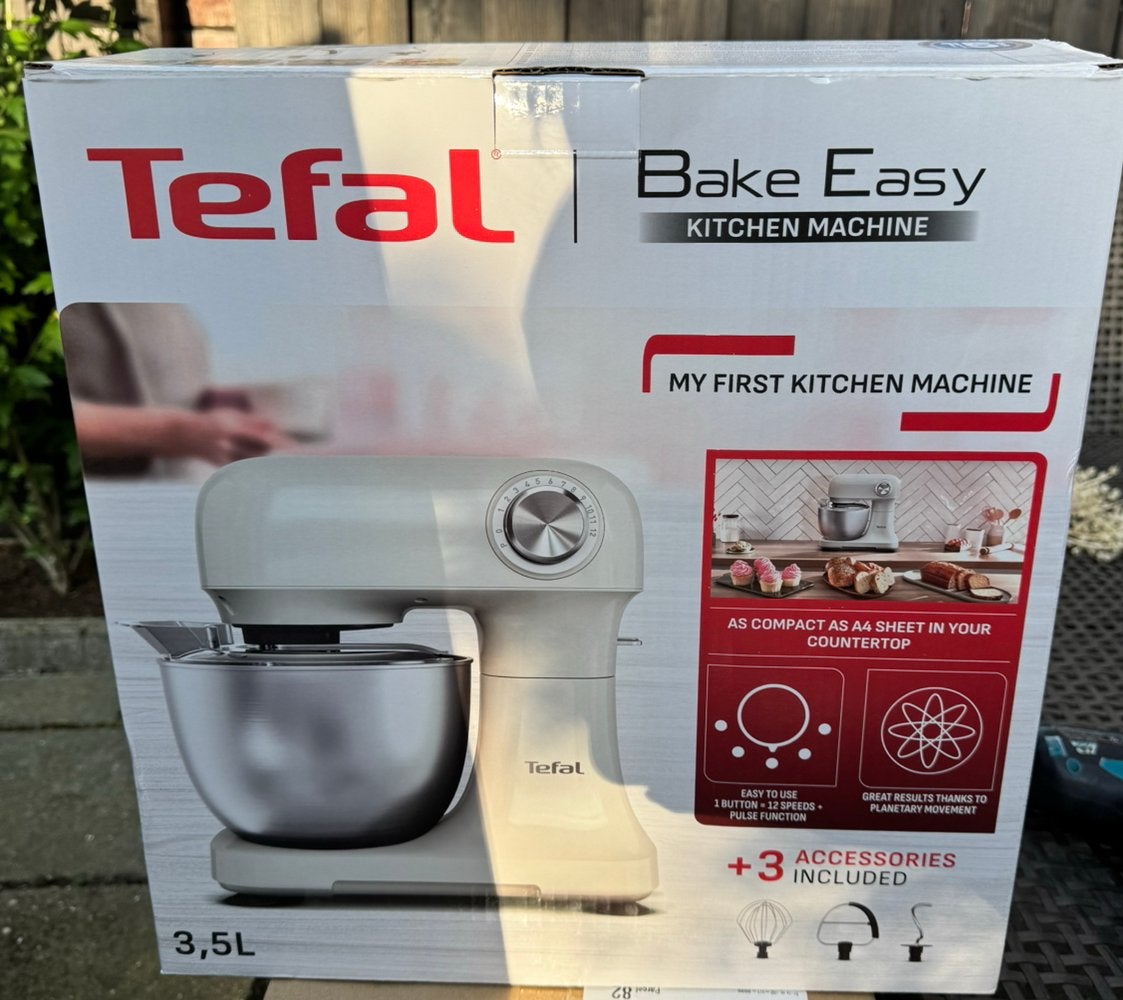 Tefal mixer beige - bake easy kitchen machine, 4 liter of meer, Ophalen, Nieuw, 3 snelheden of meer