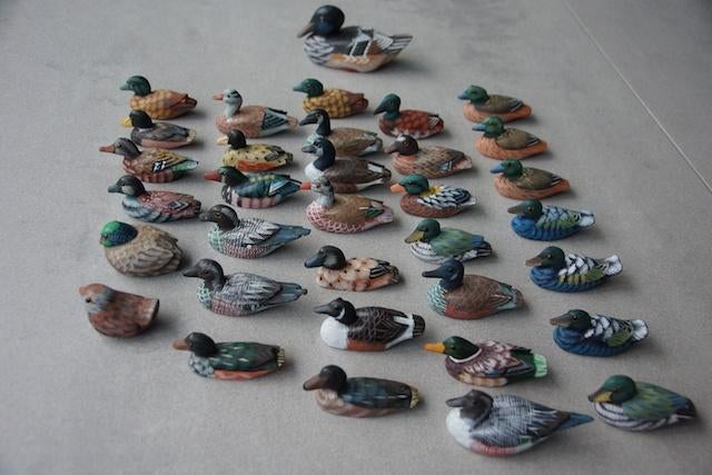 Handgeschilderde gekleurde houten eendjes (+ 1 musje) NIEUW!, Ophalen of Verzenden, Nieuw