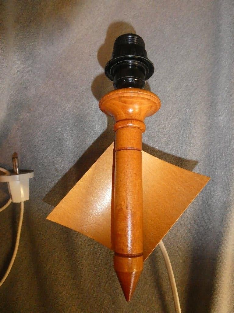 Vintage jaren 70 houten wandlamp Duits Oostenrijks, Ophalen of Verzenden, Gebruikt, Hout, Jaren 60