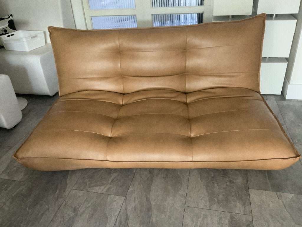Loungebank met verstelbare rugleuning camelkleurig, Huis en Inrichting, Banken | Bankstellen, Ophalen, Vierpersoons of meer