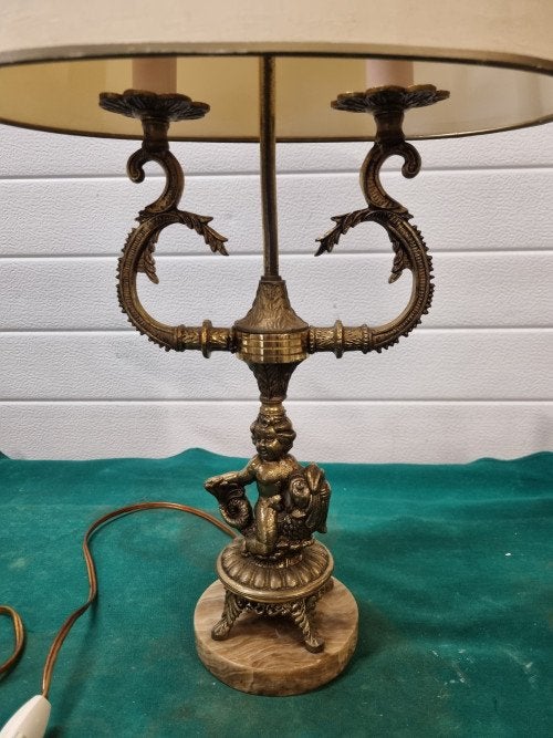 tafellamp twee armig antiek vis met meisje, Ophalen of Verzenden, 'T Olde Gre-j, Info@toldegrej.nl, Endepoelstraat 20f Didam