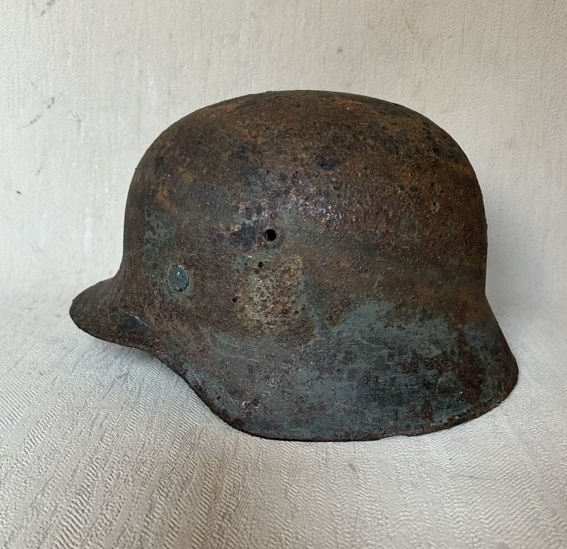 wo2 - Duitse helm M35 heer - maat 62 - met linerband, Verzamelen, Ophalen of Verzenden, Landmacht, Duitsland, Helm of Baret