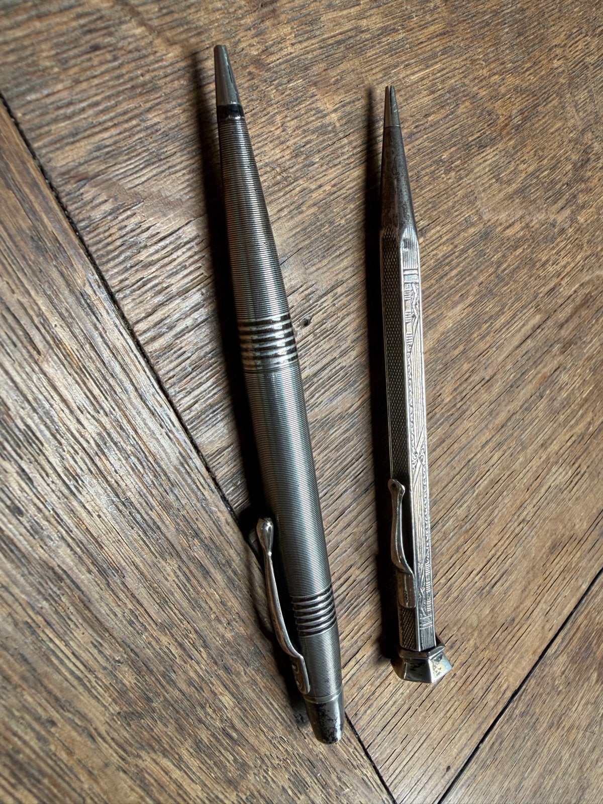 2 Zilveren Potlood Pennen - Antiek en Uniek, Antiek en Kunst, Antiek | Goud en Zilver, Ophalen, Zilver
