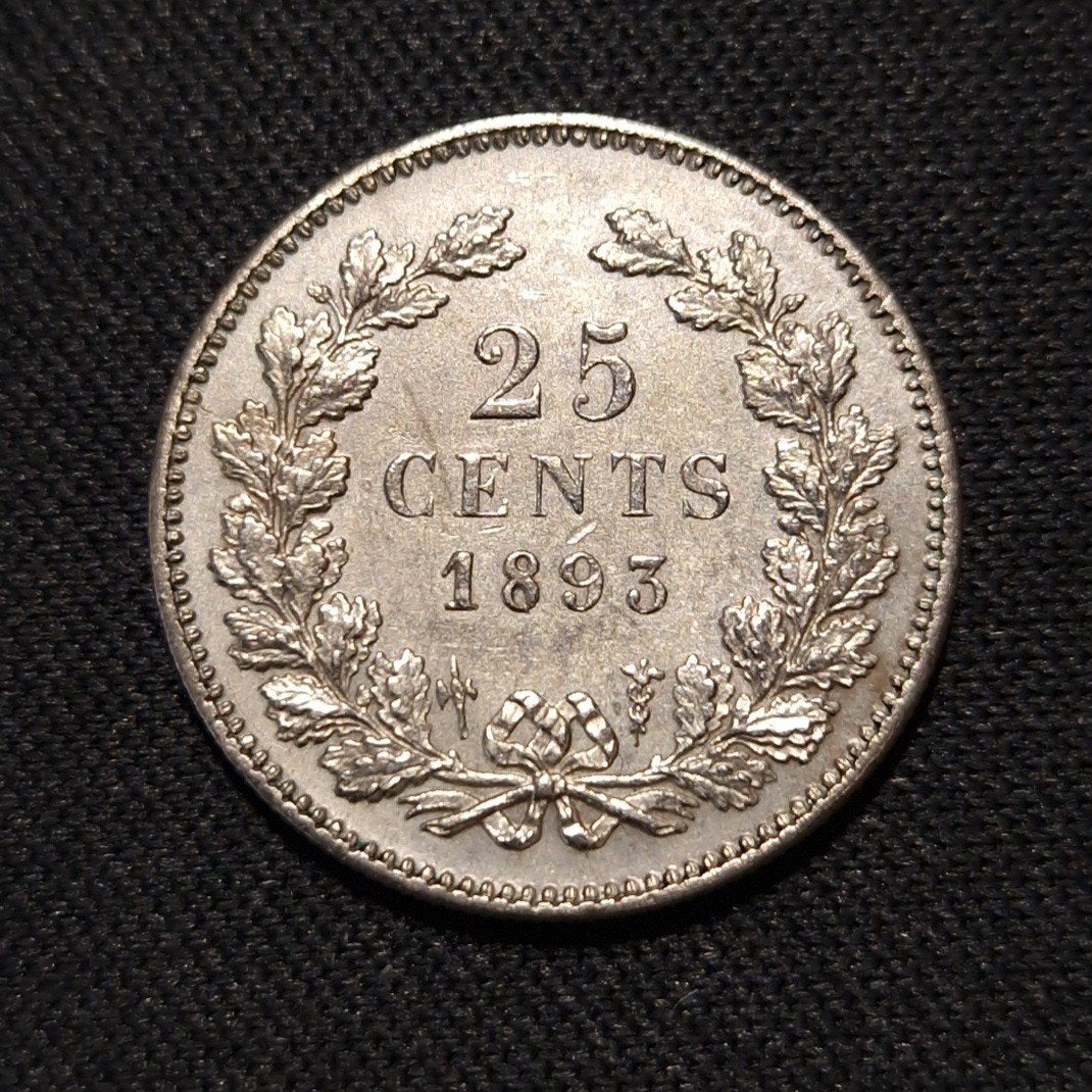 25 cent 1893, Verzenden, Zilver, 25 cent, Koningin Wilhelmina