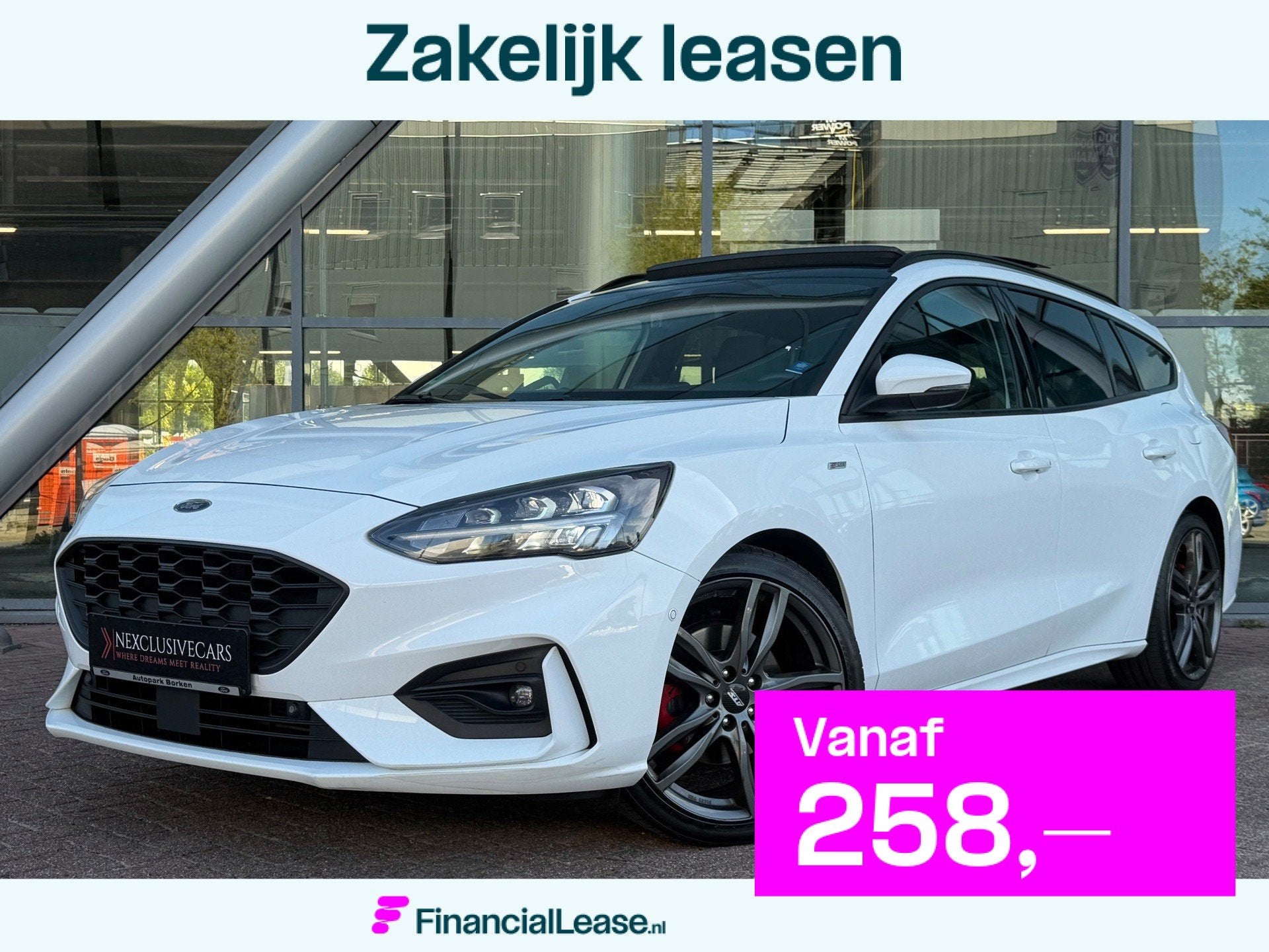 Ford Focus Wagon 1.5 EcoBoost ST Line Automaat | Pano | ATS!, 1345 kg, Gebruikt, 150 pk, Leder en Stof