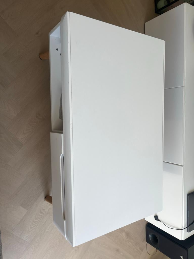 Meubella Salontafel Nebraska - Wit/Eiken - Modern, Ophalen, Overige materialen, Gebruikt, 100 tot 150 cm