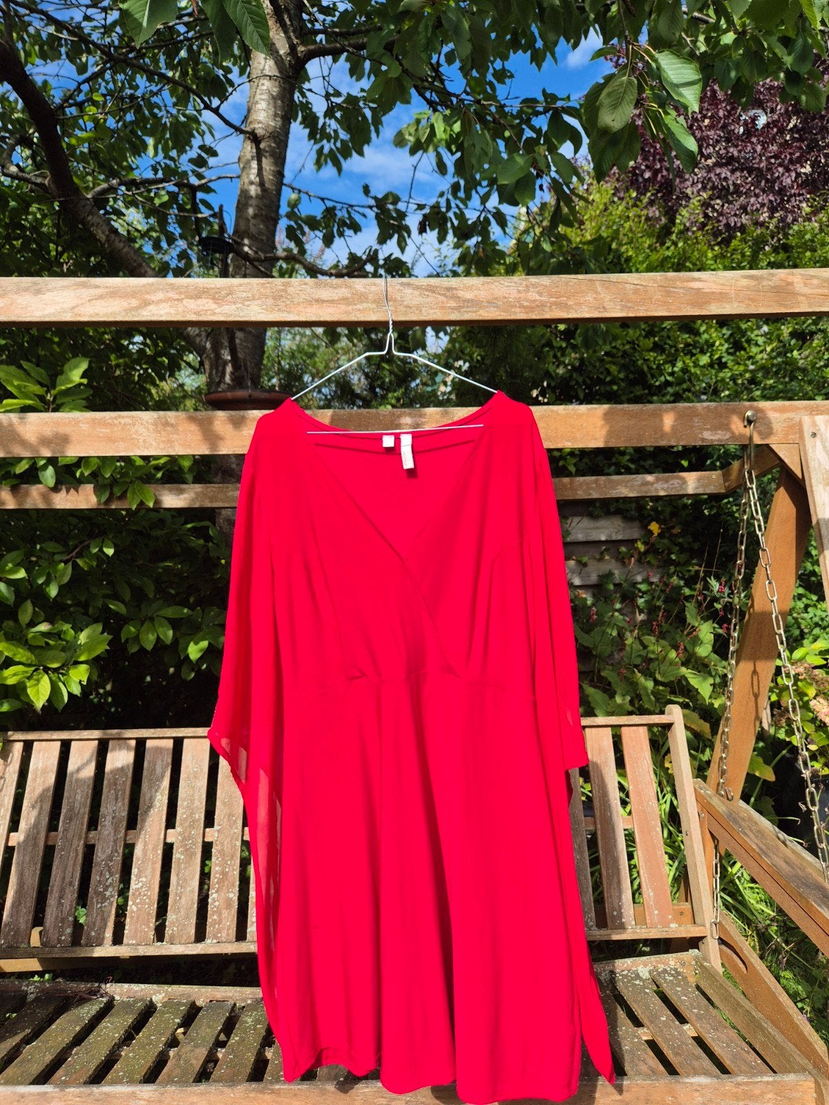Korte Rode jurk met pailletten en V-hals, Kleding | Dames, Ophalen, Maat 42/44 (L), Bodyflirt Boutique, Gedragen