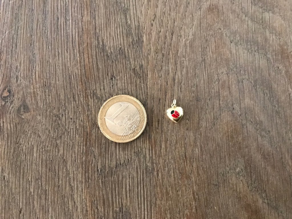 GOUD GOUDEN 585 BEDEL BEDELTJE HART HARTJE LIEVEHEERSBEESTJE, Ophalen of Verzenden, Zo goed als nieuw, Goud, Overige typen