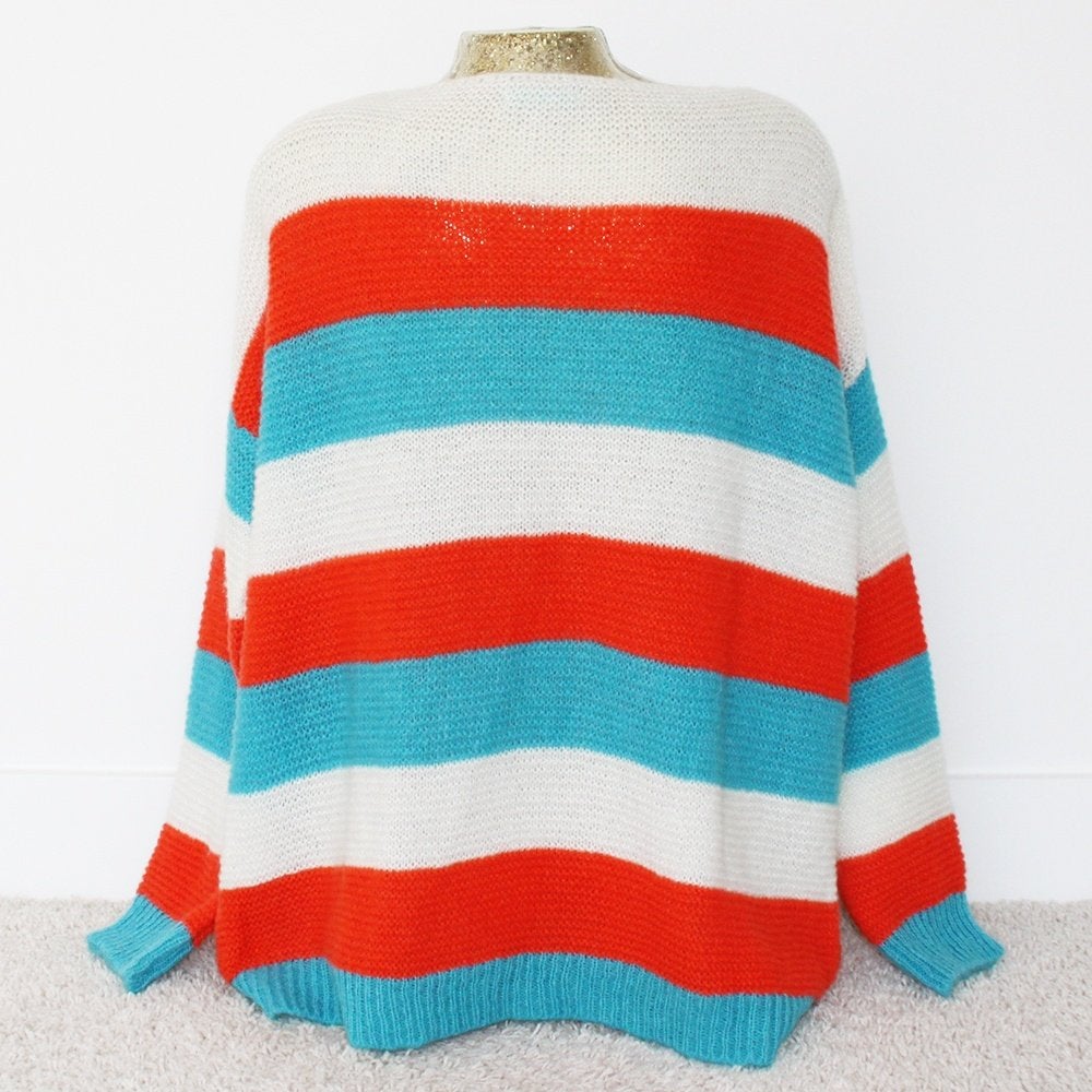 Mooie Gebreide Turquoise Trui By Daan (One Size) - 79 € 20,-, By Daan, Ophalen of Verzenden, Zo goed als nieuw, Meerkleurig