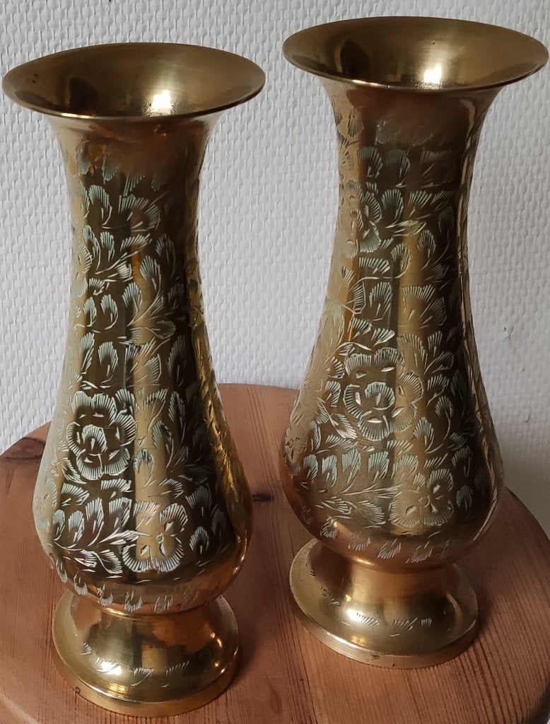 Indiase messing vazen; vintage, Ophalen of Verzenden
