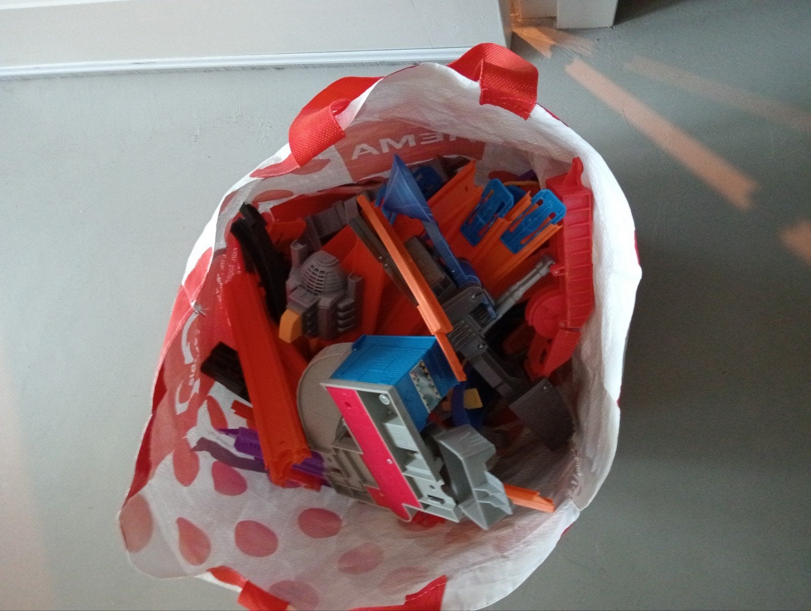 Grote shopper vol met Hotwheels baan en toebehoren, Ophalen, Gebruikt, Jongen of Meisje