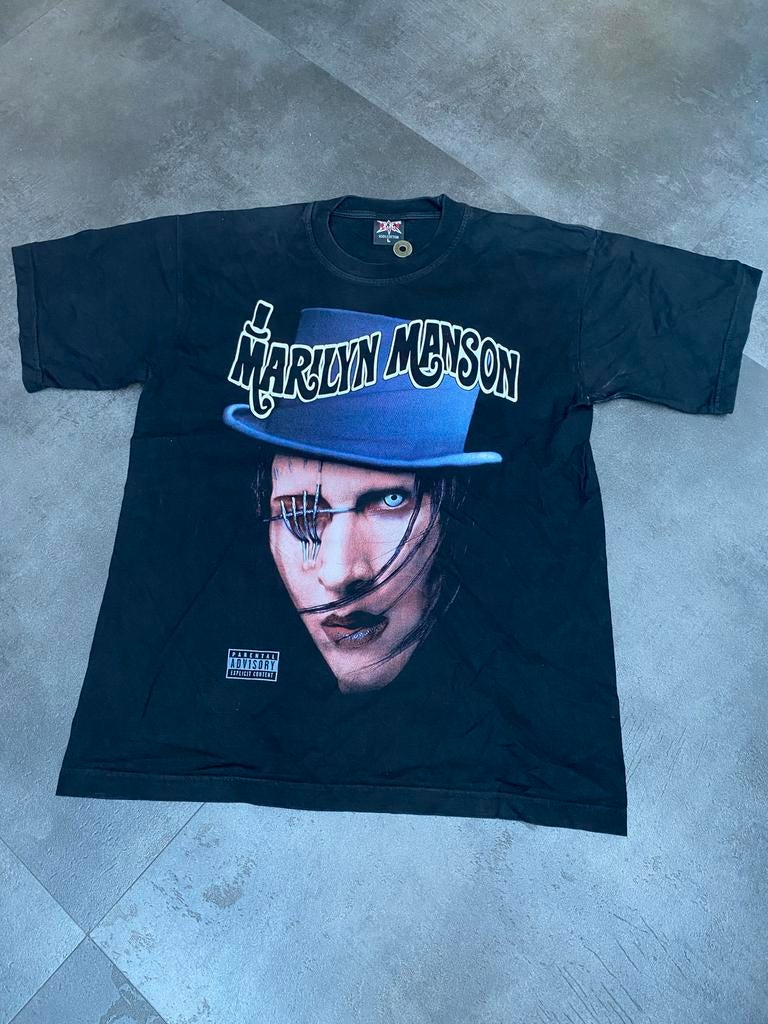 Vintage Marilyn Manson T-shirt - Zwart - Maat L, Kleding | Heren, T-shirts, Ophalen of Verzenden, Zo goed als nieuw, Maat 52/54 (L)