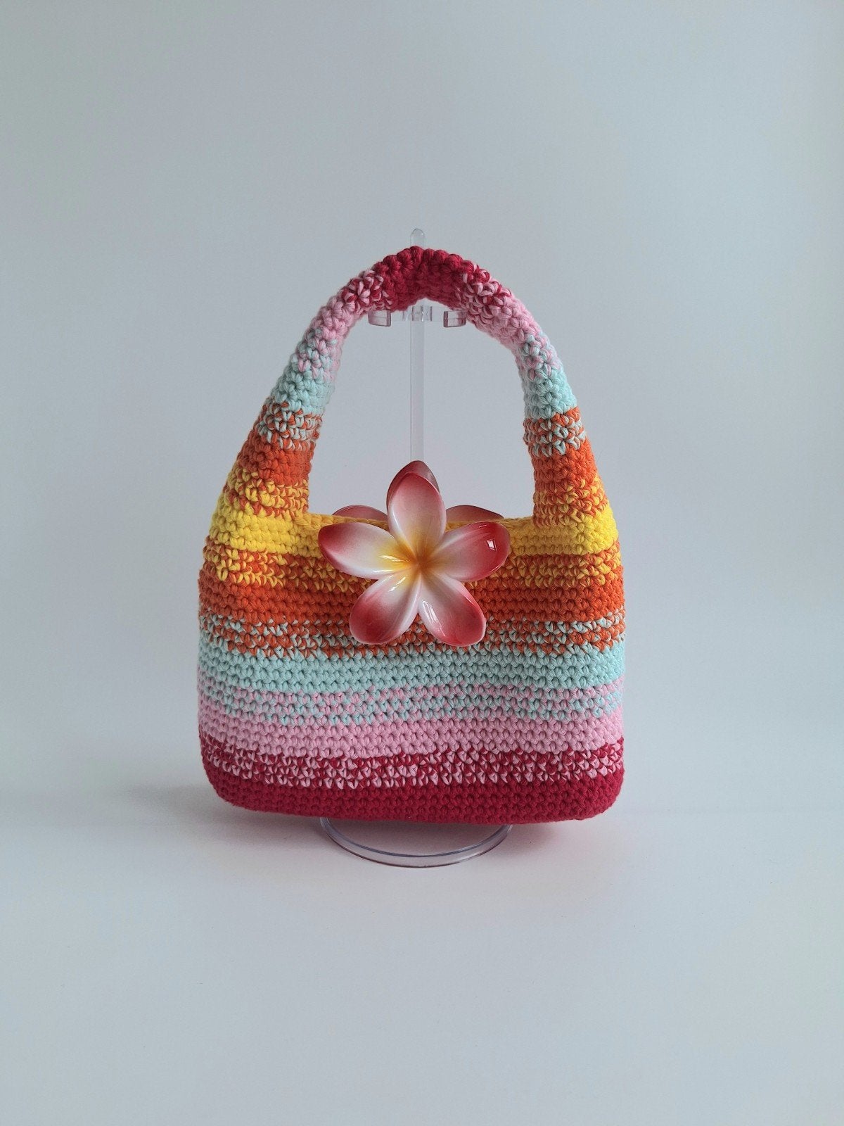 Gehaakte tas tropical bora bora, Sieraden, Tassen en Uiterlijk, Tassen | Damestassen, Ophalen of Verzenden, Nieuw, Roze, Handtas