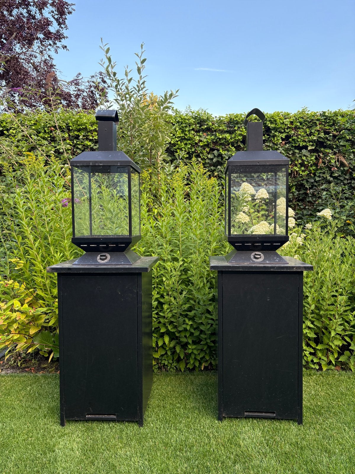 2 design warmtelampen / terrasverwarmers op gas, Tuin en Terras, Ophalen, Gebruikt, Gas, Vloer
