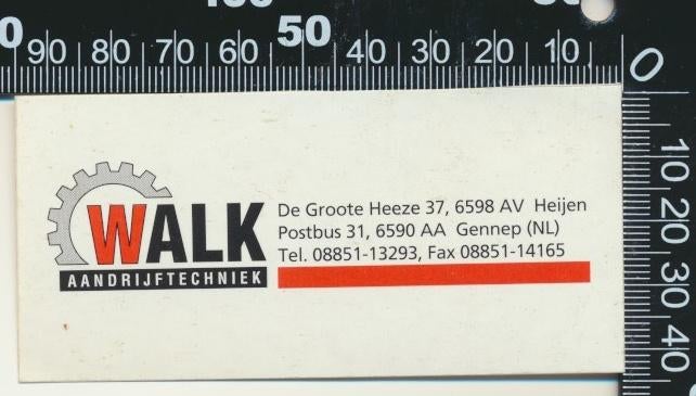 Sticker: Walk Aandrijftechniek - Heijen (1), Ophalen of Verzenden, Zo goed als nieuw, Bedrijf of Vereniging