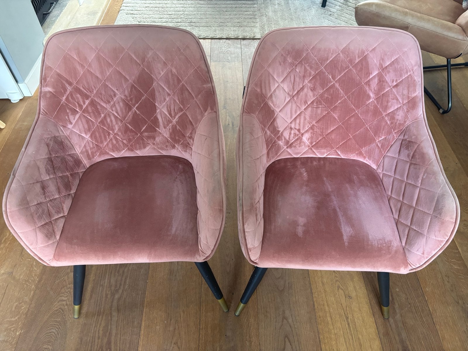 Twee roze fluwelen stoelen van Loods5, Huis en Inrichting, Ophalen, Gebruikt, Twee, Overige kleuren