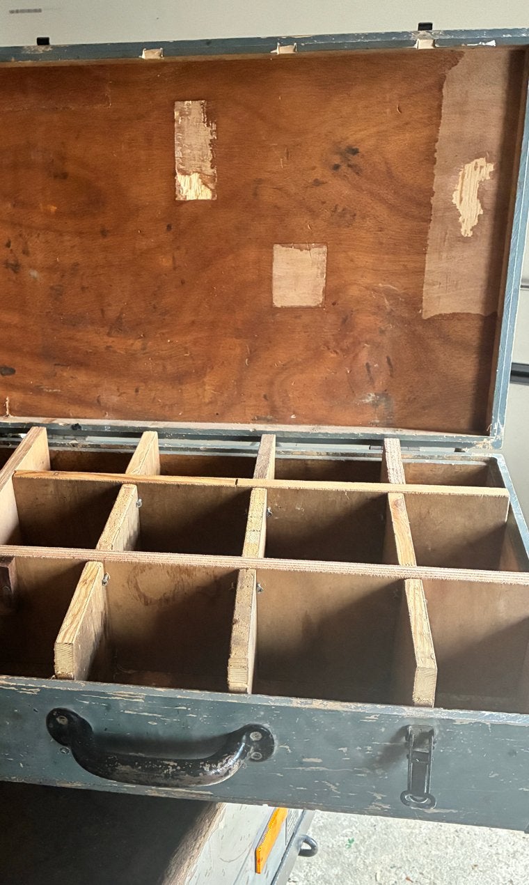Vintage Houten gereedschapskist (met variabele vakken), Ophalen of Verzenden