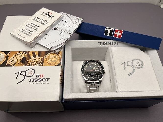 TISSOT PRS 516 day-date racing T100.430.11.051.00, Staal, Staal, Polshorloge, Zo goed als nieuw