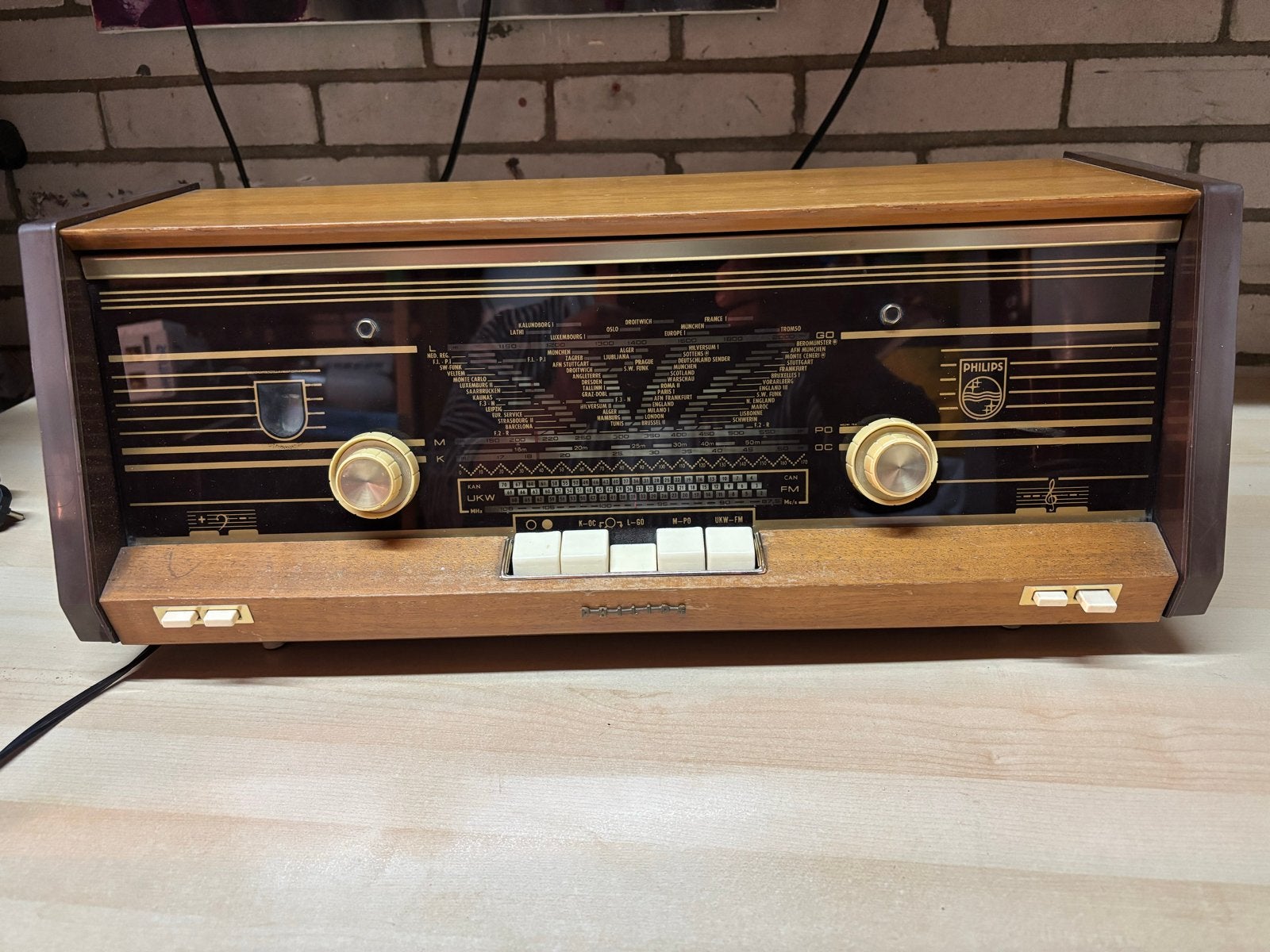 Vintage Philips buizenradio B5X23A uit 1962 - Werkt perfect, Ophalen of Verzenden, Gebruikt, Radio