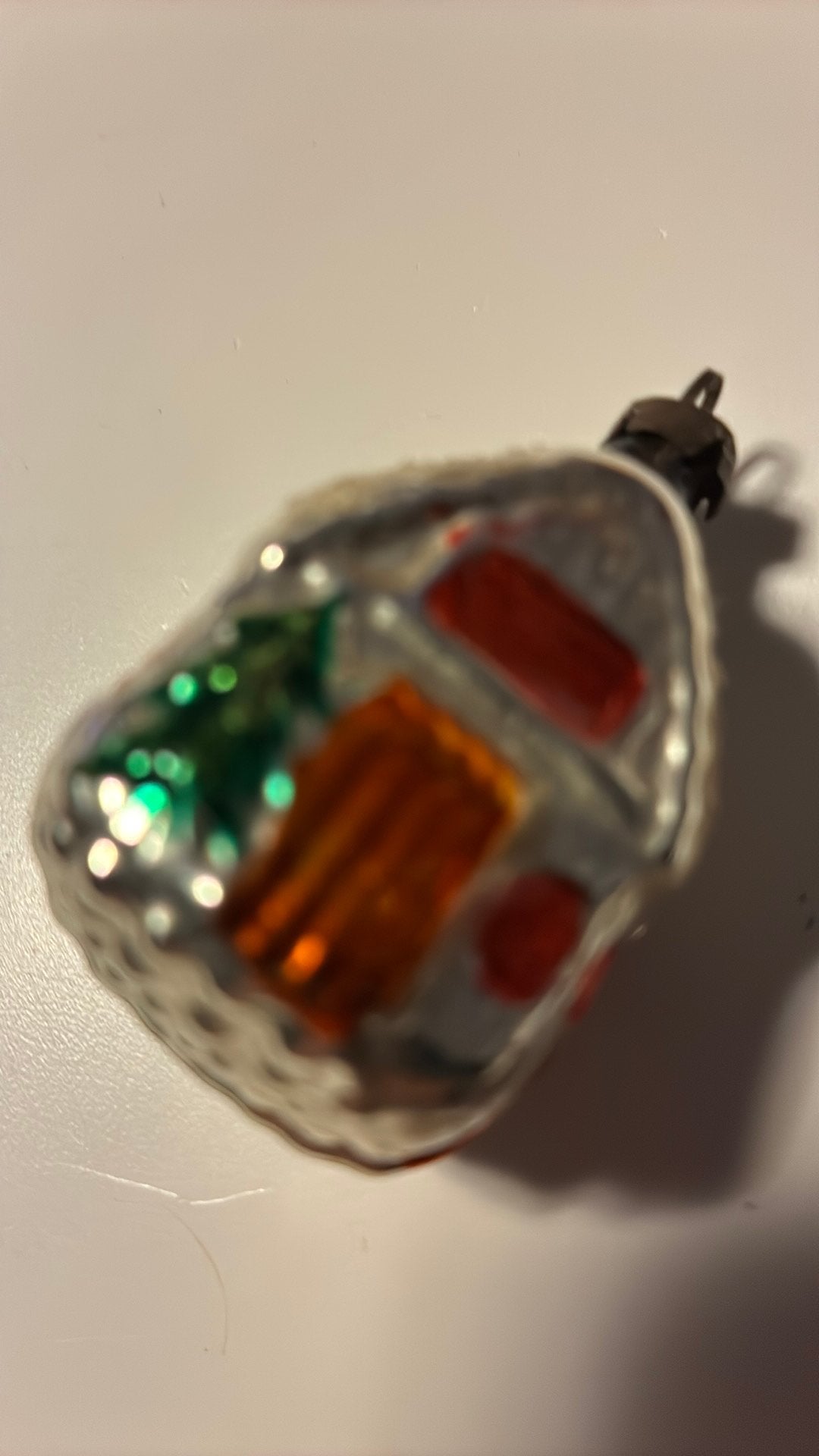 Vintage antieke kerstbal, huisje feathertree, Ophalen of Verzenden, Zo goed als nieuw