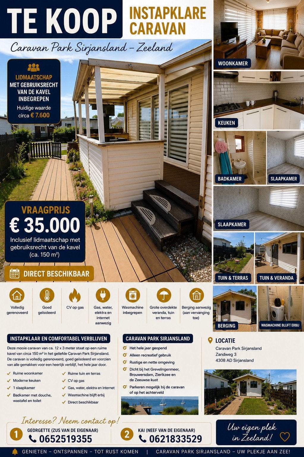 Instapklare caravan op Caravanpark Sirjansland, Particulier, Rondzit, Douche