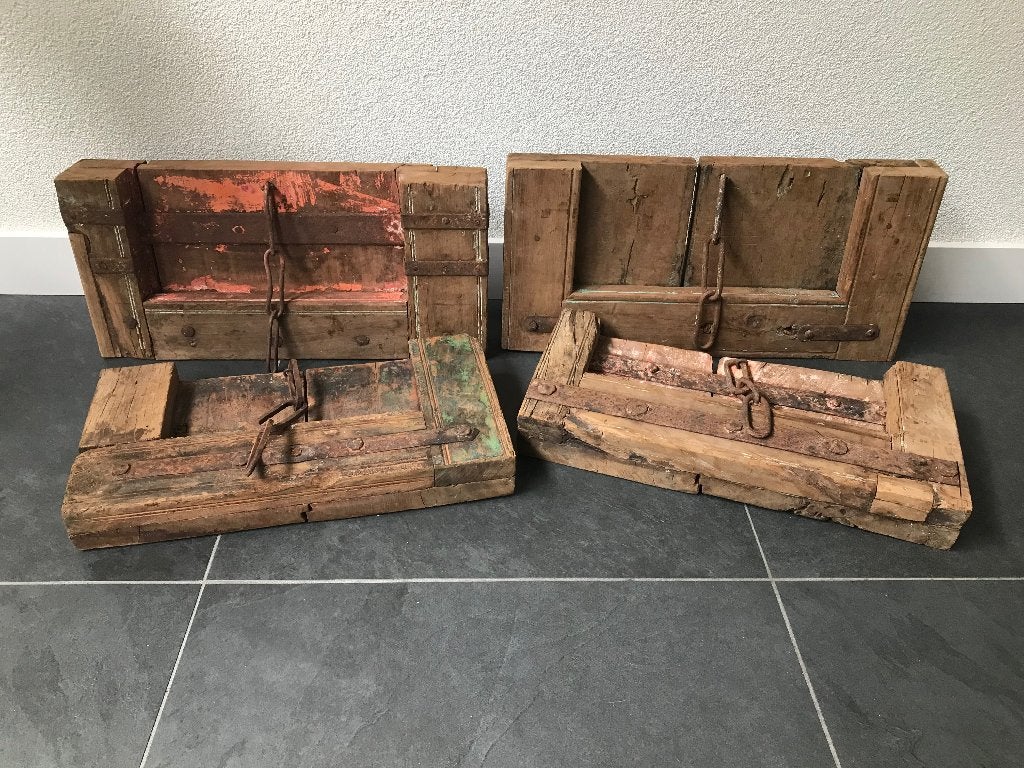 Indiase stuk oude deur of luik voor muur decoratie India, Verburgt Vintage, Hout, Meerkleurig, Nieuw