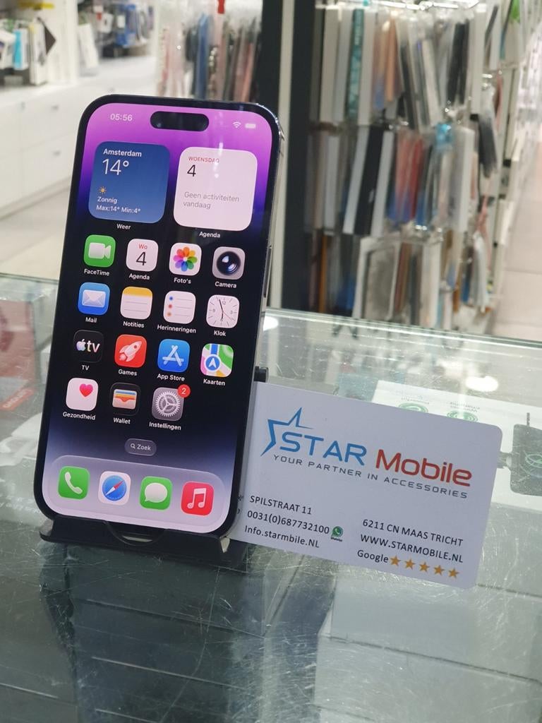 IPHONE 14 PRO 256GB 100% BAT  1 jaar garantie, Telecommunicatie, 256 GB, IPhone 14 Pro, Zwart, Ophalen of Verzenden