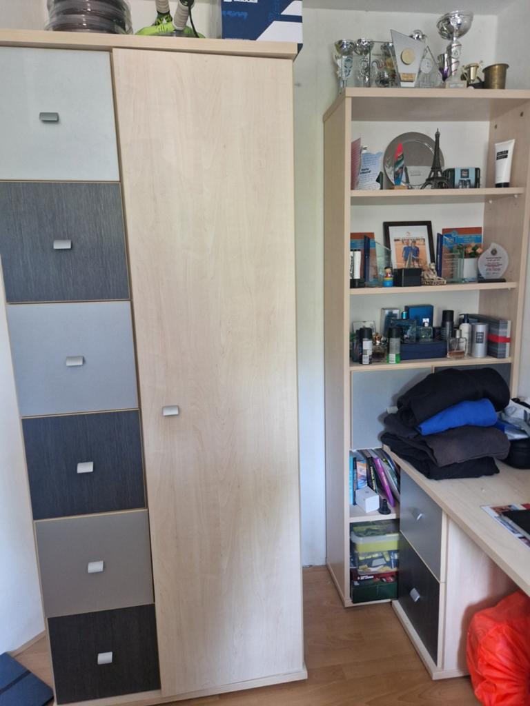 Haco Shaker Kledingkast, Boekenkast en Bureau Set, 200 cm of meer, 150 tot 200 cm, Overige houtsoorten, 50 tot 75 cm