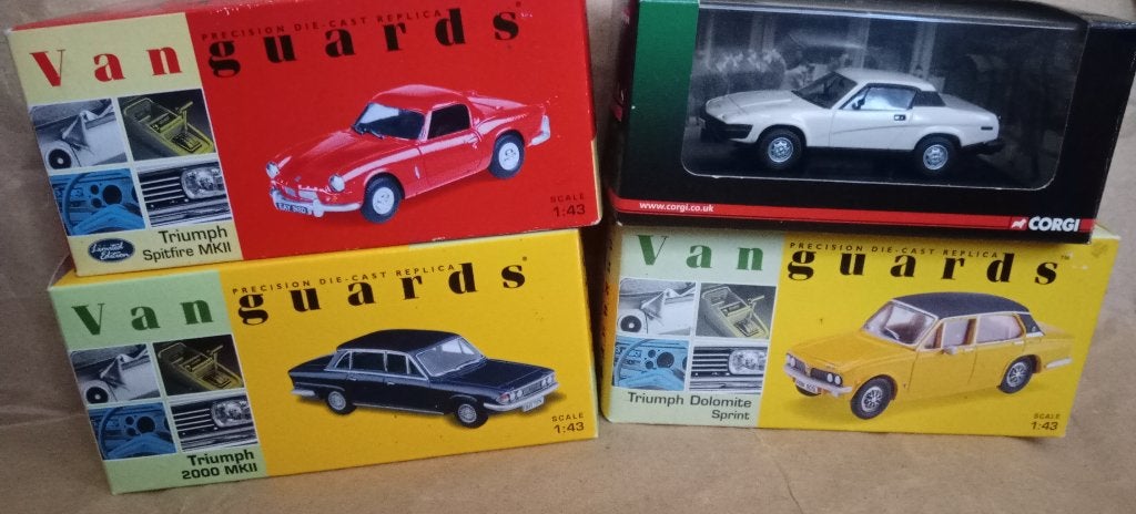 4x Triumph vanguards 1:43 €12,95 per stuk, Hobby en Vrije tijd, Ophalen of Verzenden, Nieuw, Auto, Vanguards