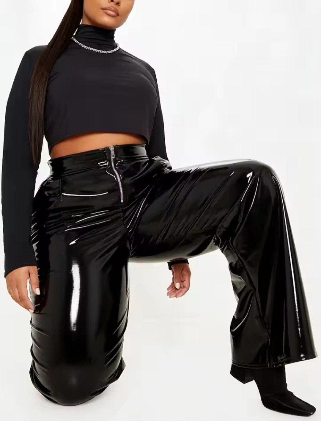 Prachtige Lak Broek, ook Plus size, tm 6XL, Kleding | Dames, Broeken en Pantalons, Verzenden, Nieuw, Zwart, Lang