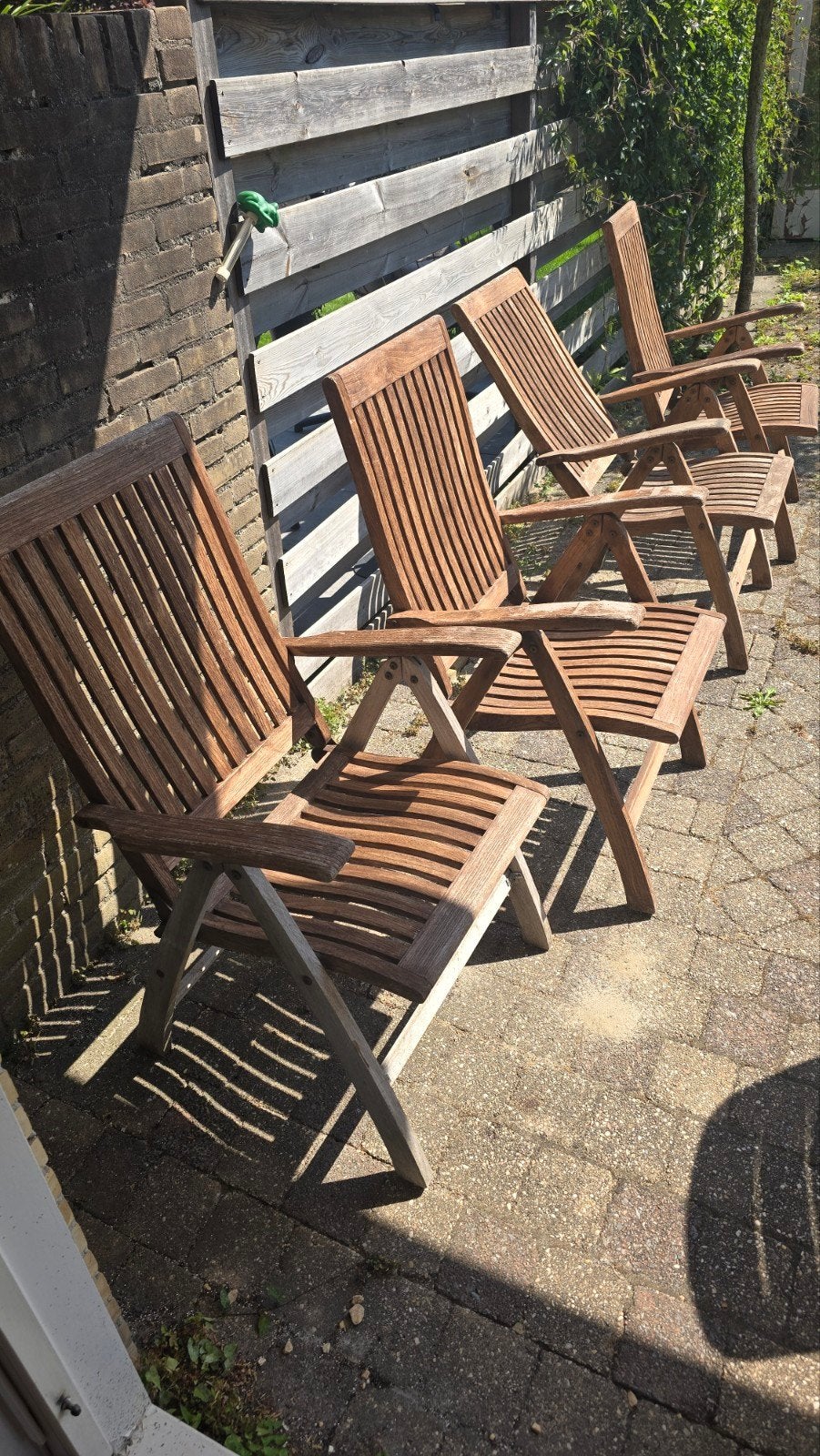 Hattersley tuinstoelen hout inklapbaar 4x, Ophalen, Gebruikt, Hout, Inklapbaar