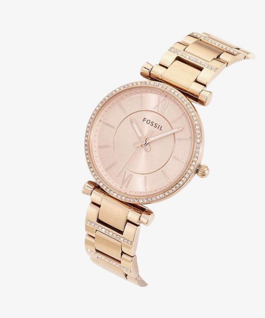 Fossil Carlie ES4301 dameshorloge 35 mm rosékleurig, Sieraden, Tassen en Uiterlijk, Horloges | Dames, Ophalen, Staal, Staal, Fossil