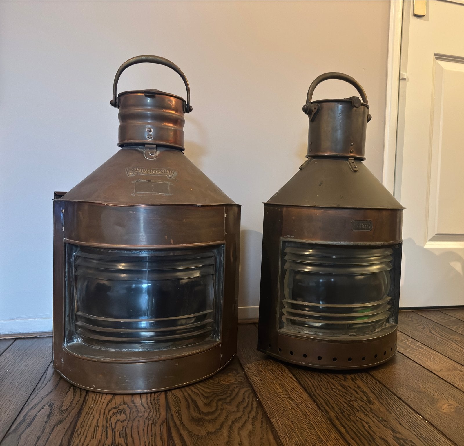 Set van 2 Vintage Koperen Scheepslampen, Ophalen