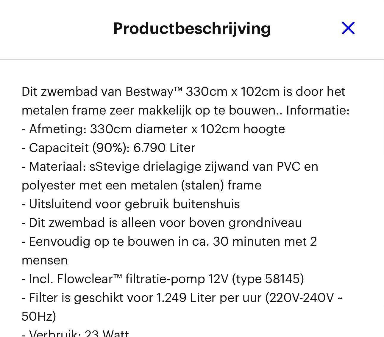 Bestway Hydrium zwembad met toebehoren, 80 tot 120 cm, Rond, 300 cm of meer, Ophalen of Verzenden