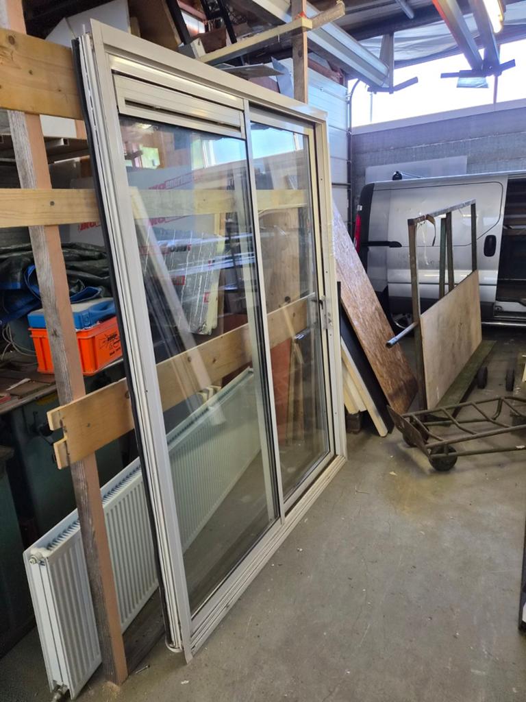 Crème aluminium schuifpui met isolatieglas1690 br x 2175hg, Doe-het-zelf en Verbouw, Kozijnen en Schuifpuien, Ophalen, Gebruikt