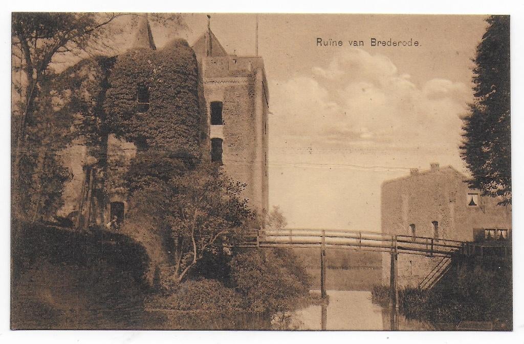 Ruine van Brederode oude ongelopen ansichtkaart B7109, Ophalen of Verzenden, 1940 tot 1960, Ongelopen