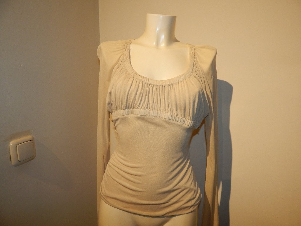 Versace licht beige vintage top plooitjes bovenkant apartI44