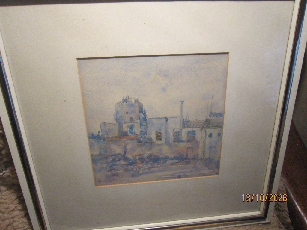 POPPE DAMAVE, Flinke Aquarel van Palma in mooie lijst, Antiek en Kunst, Ophalen, Impressionistisch, Aquarel, Papier