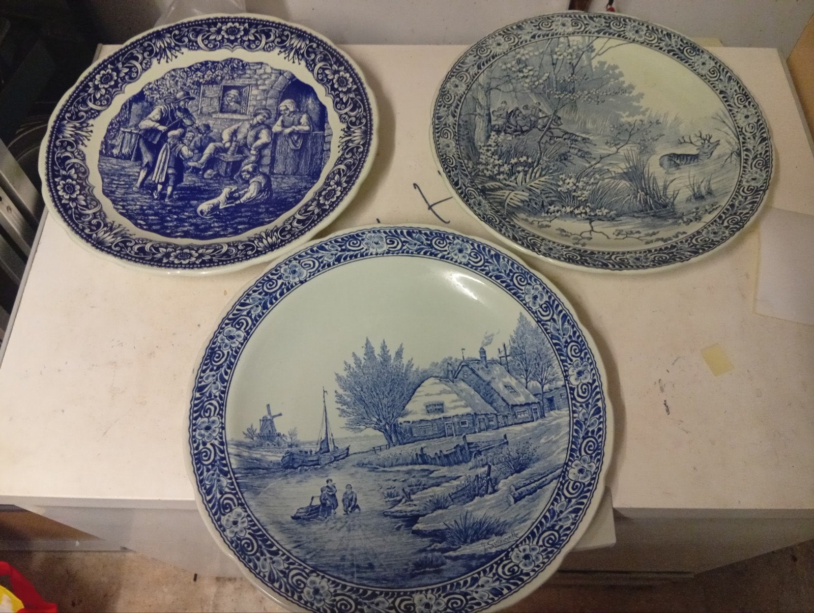 Set van 3 Boch Delfts blauwe wandborden - J. Sonneville, Ophalen of Verzenden