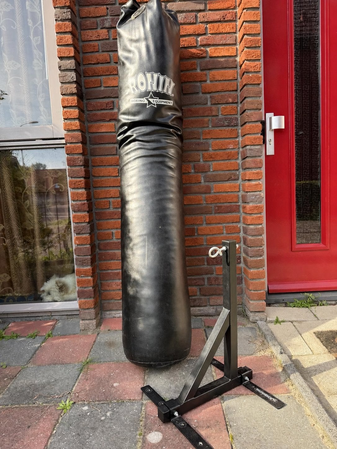 Ronin Bokszak met standaard - Leder, Zwaar 170cm, Sport en Fitness, Ophalen, Zo goed als nieuw, Bokszak