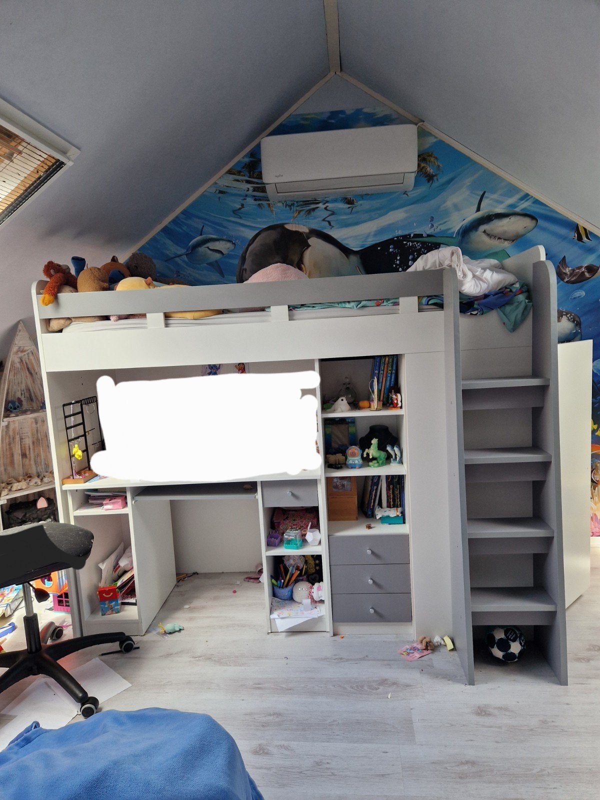 Hoogslaper met bureau en kledingkast, Ophalen, Gebruikt, 100 cm of meer, Hoogslaper of Stapelbed