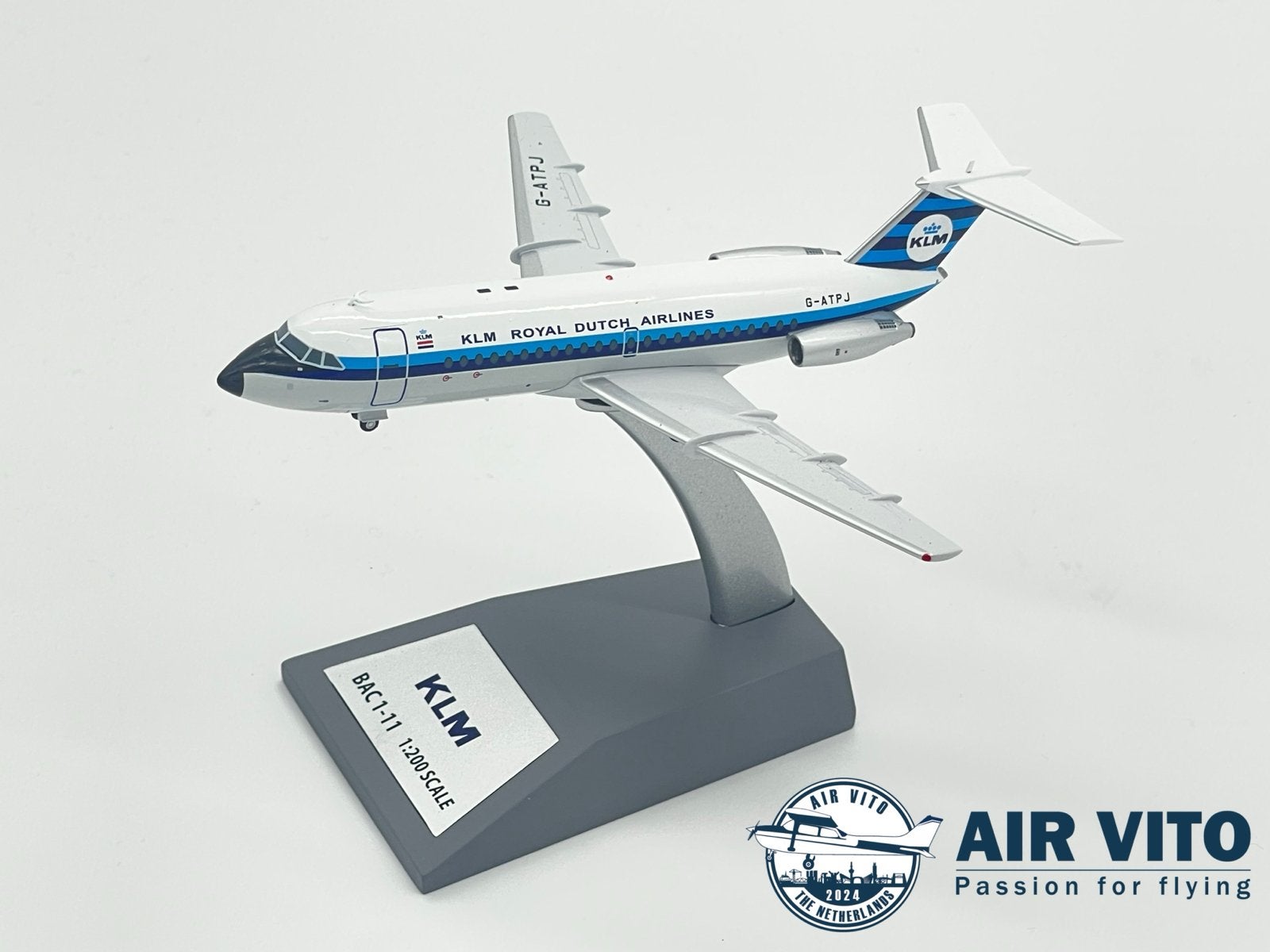 KLM BAC 1-11 Inflight 1:200 Volledig Metaal met Standaard, Verzamelen, Schaalmodel, ., Nieuw, Ophalen of Verzenden
