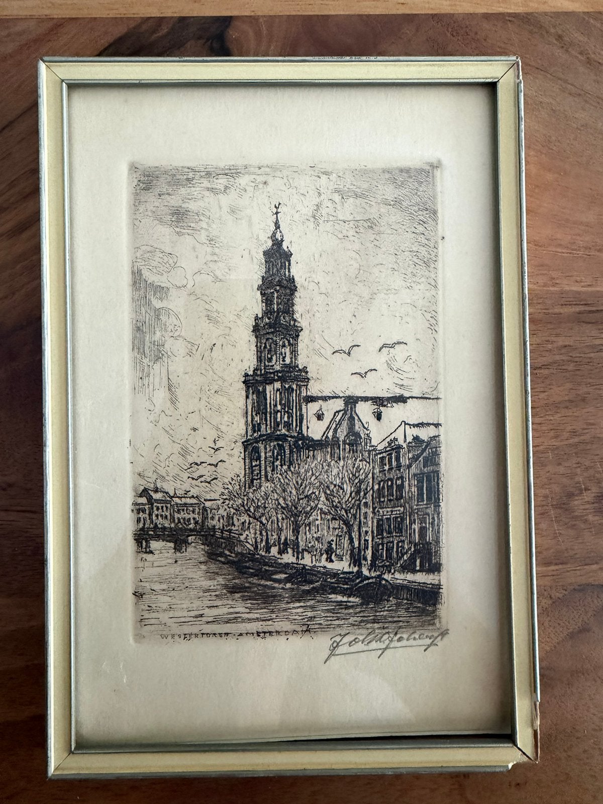 Westertoren amsterdam ets, Antiek en Kunst, Kunst | Etsen en Gravures, Ophalen of Verzenden