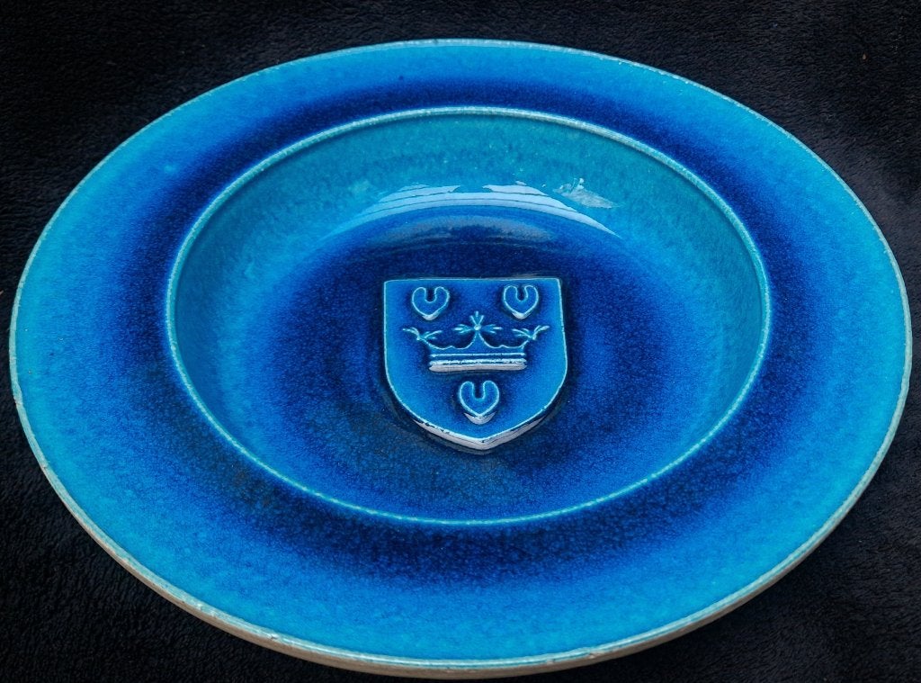 Herman A. KAEHLER Denmark grote steengoed schaal AZUURBLAUW, Ophalen of Verzenden