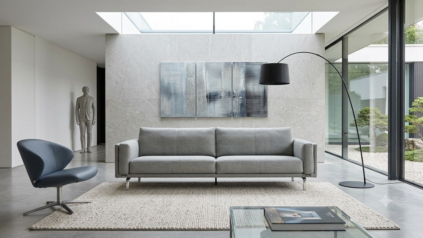 Leolux Bellice | 3 zitsbank | Grijs stof, Leolux, Modern design tweedehands Beck Artifort Minotti, Info@andriesign.nl, Driepersoons