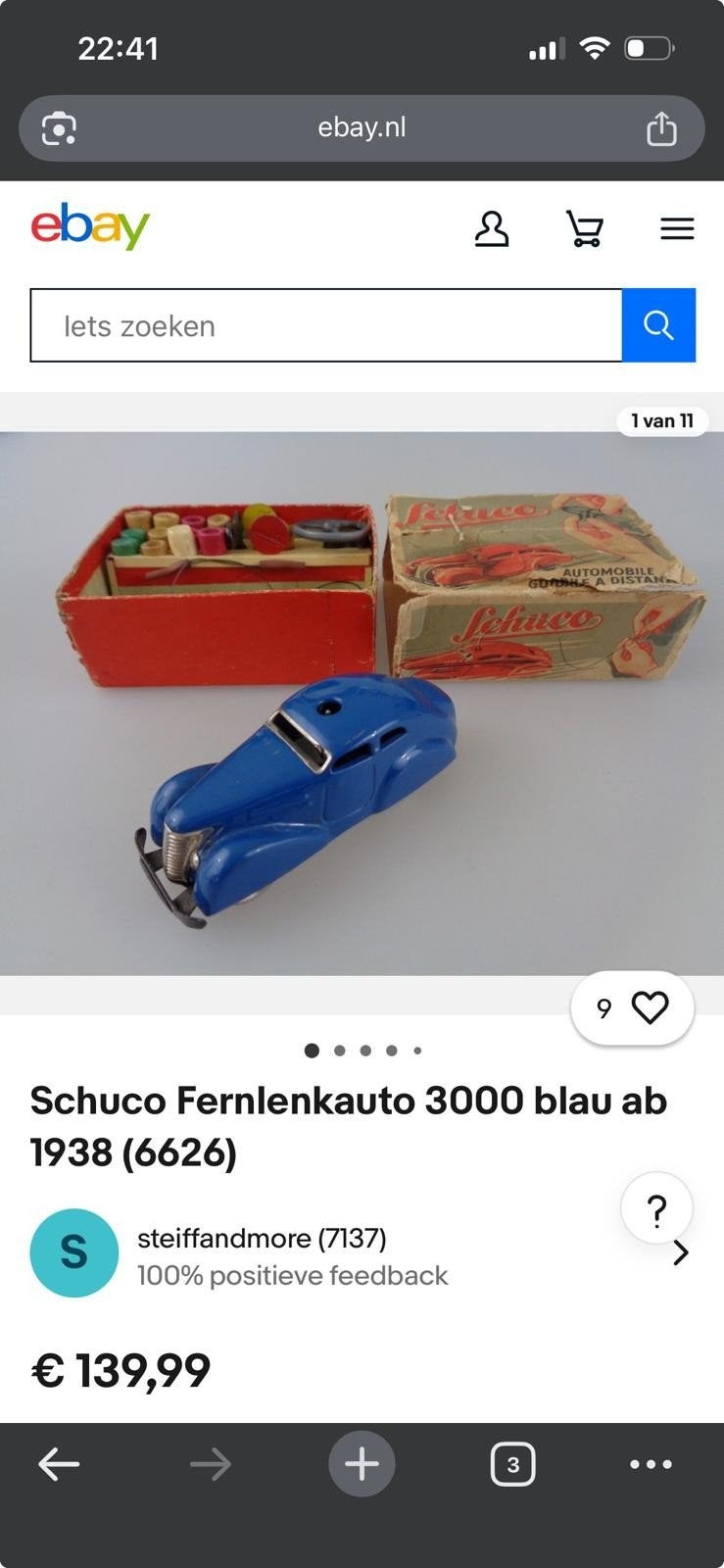 Schuco Fernlenkauto 3000 Blau met afstandsbediening, Ophalen of Verzenden