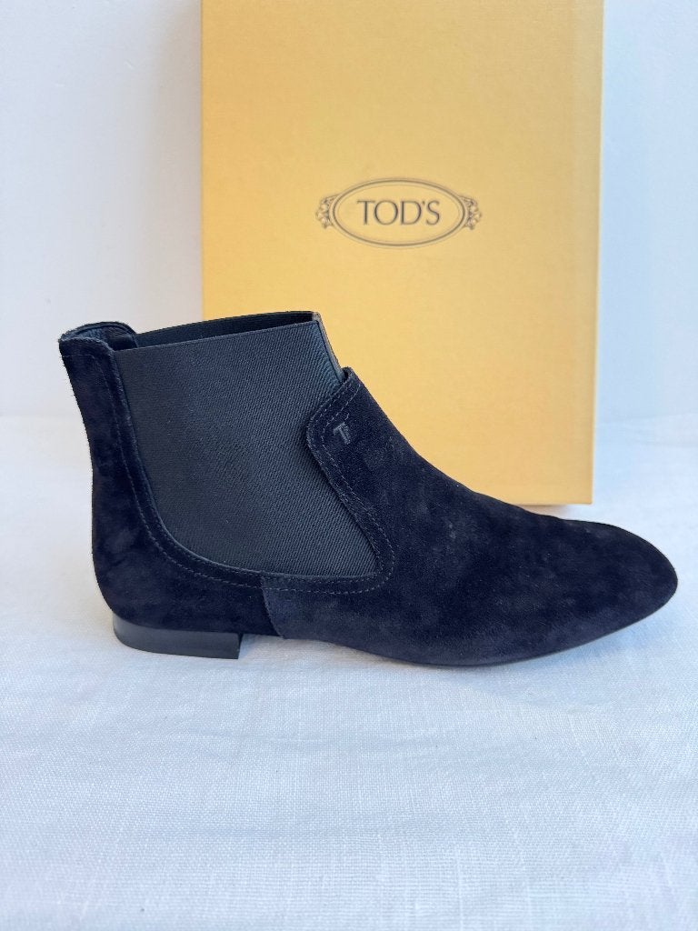 Tods zwarte suede mini laarsjes 39, Ophalen of Verzenden, Zo goed als nieuw, Zwart