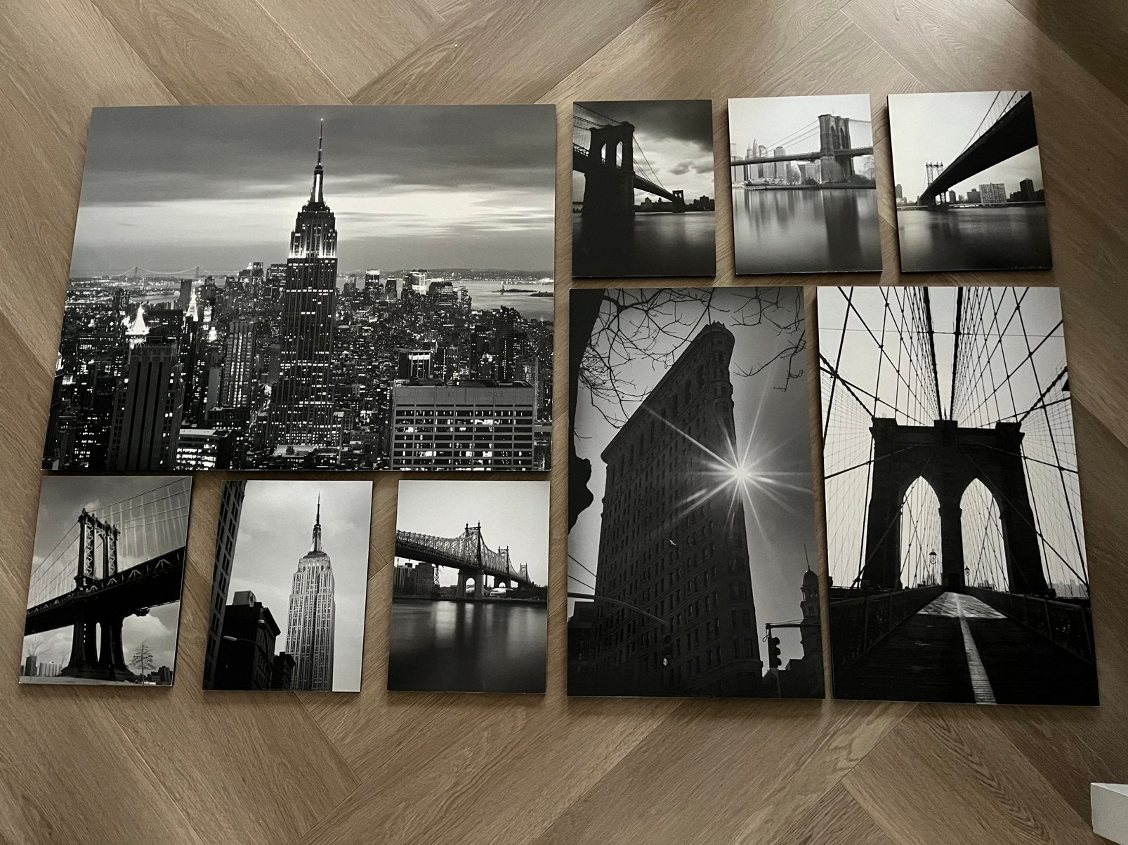 Grönby new york wanddecoratie/ schilderijen set 9-delig, Gebruikt, Ophalen of Verzenden, Schilderij, 75 tot 100 cm